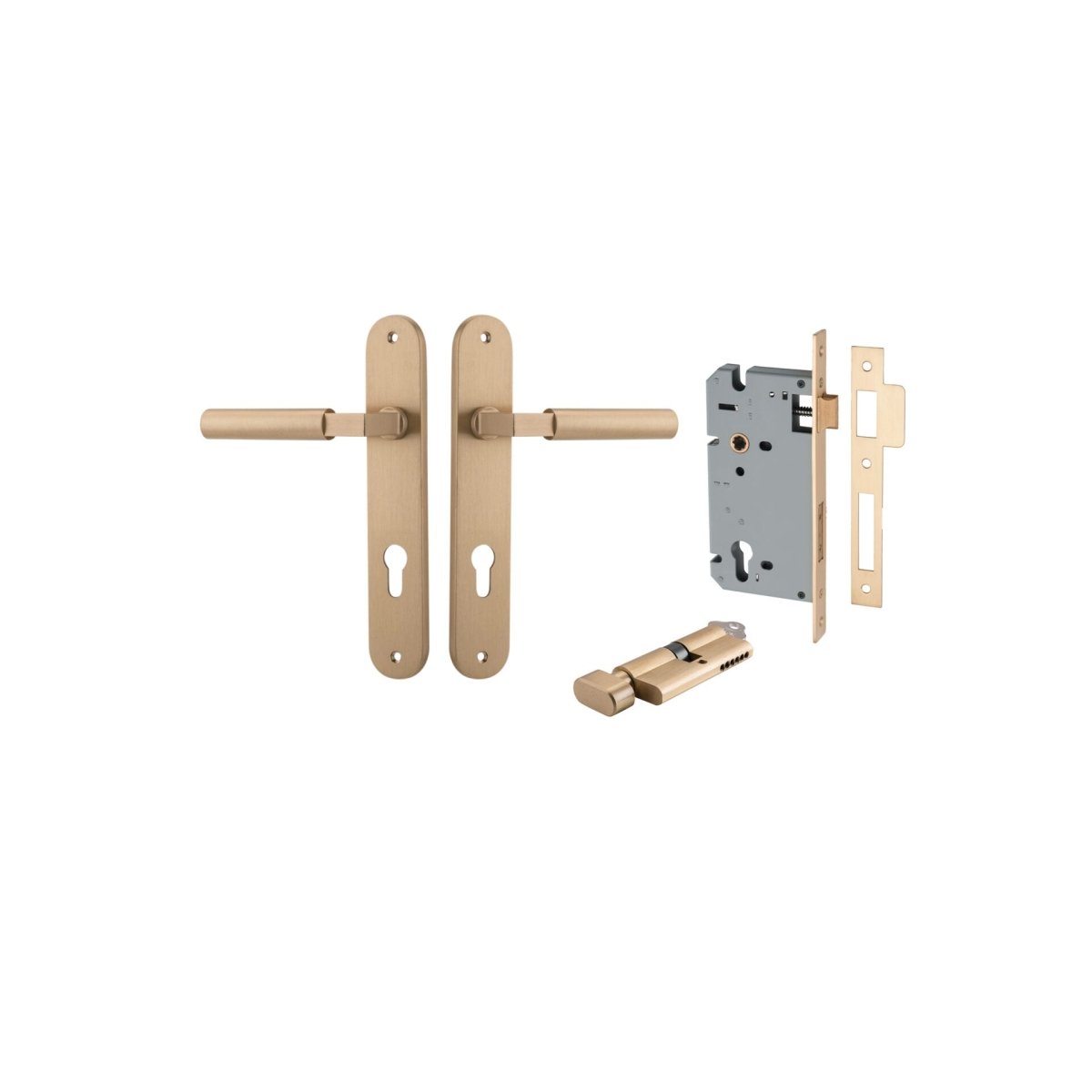IVER Berlin Solid Brass Oval Plate Door Handle – Multiple Finishes Available - Entry - Point - 15266KENTR60KT - Iver