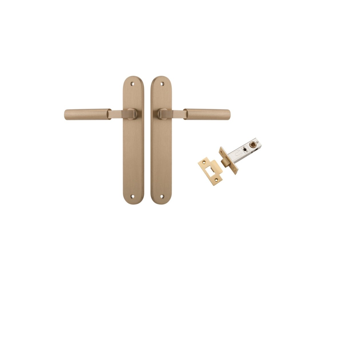 IVER Berlin Solid Brass Oval Plate Door Handle – Multiple Finishes Available - Entry - Point - 15266KPASS60 - Iver