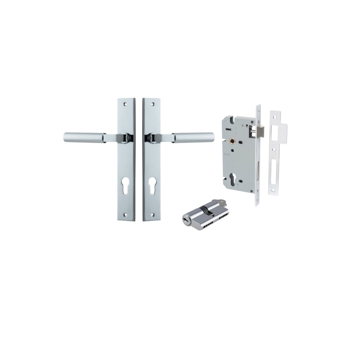 IVER Berlin Solid Brass Rectangular Backplate Door Handle – Multiple Finishes Available - Entry - Point - 11750KENTR60KK - Iver