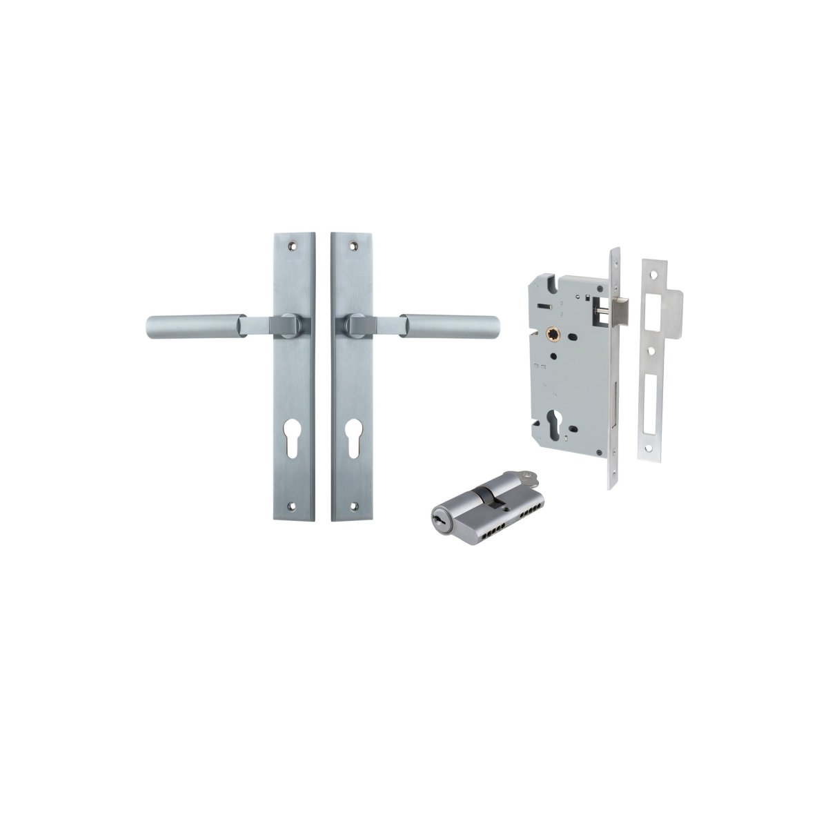 IVER Berlin Solid Brass Rectangular Backplate Door Handle – Multiple Finishes Available - Entry - Point - 12250KENTR60KK - Iver