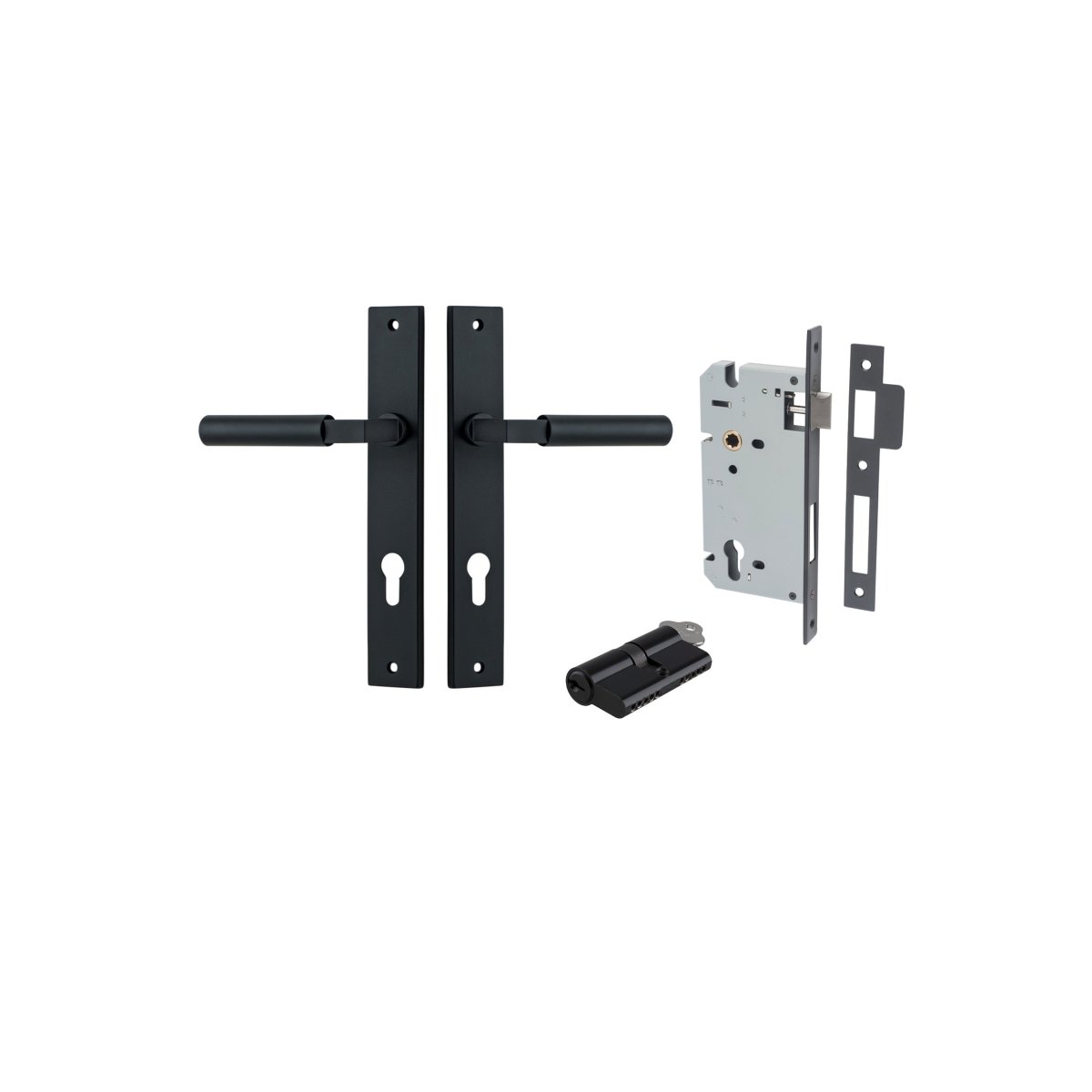 IVER Berlin Solid Brass Rectangular Backplate Door Handle – Multiple Finishes Available - Entry - Point - 12750KENTR60KK - Iver