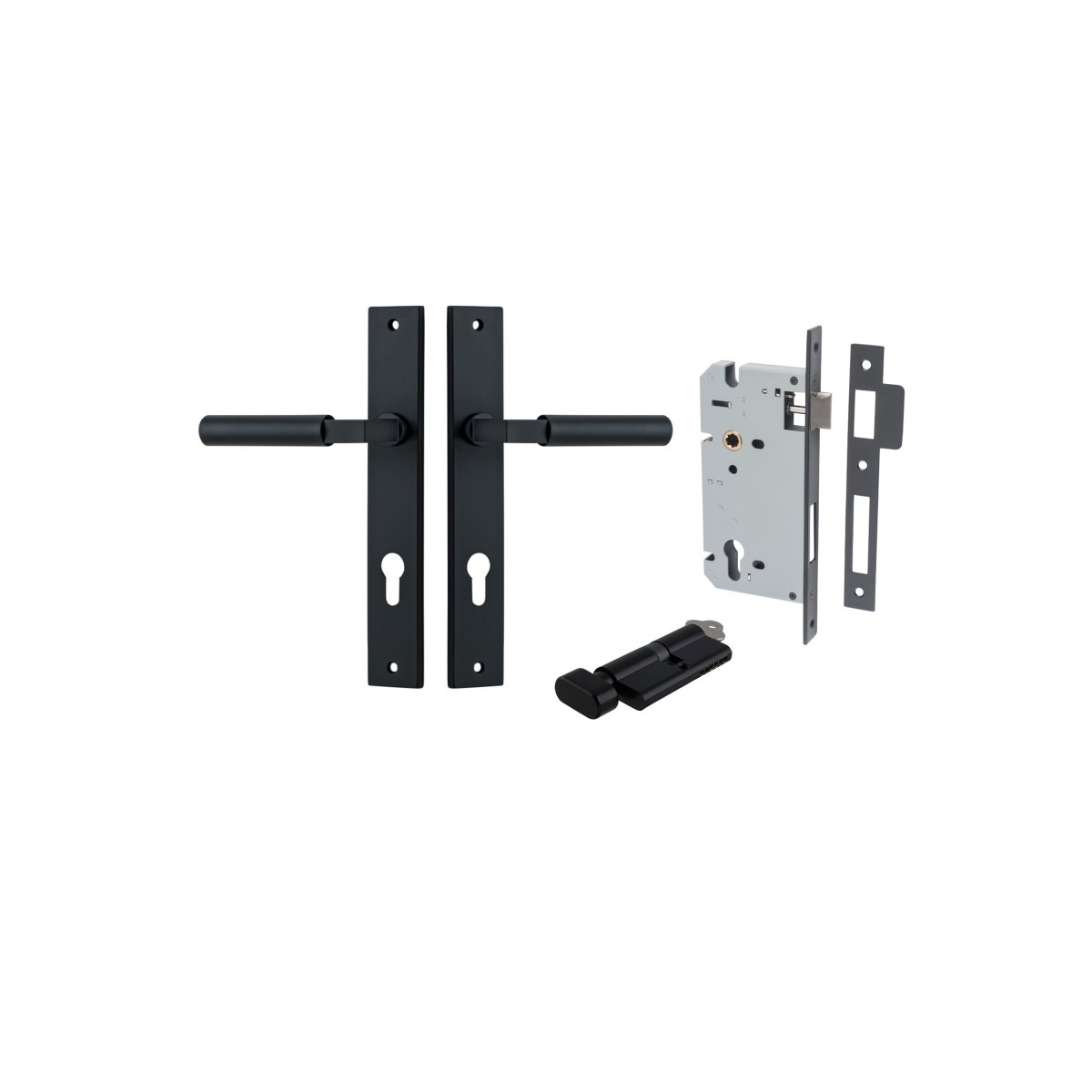 IVER Berlin Solid Brass Rectangular Backplate Door Handle – Multiple Finishes Available - Entry - Point - 12750KENTR60KT - Iver