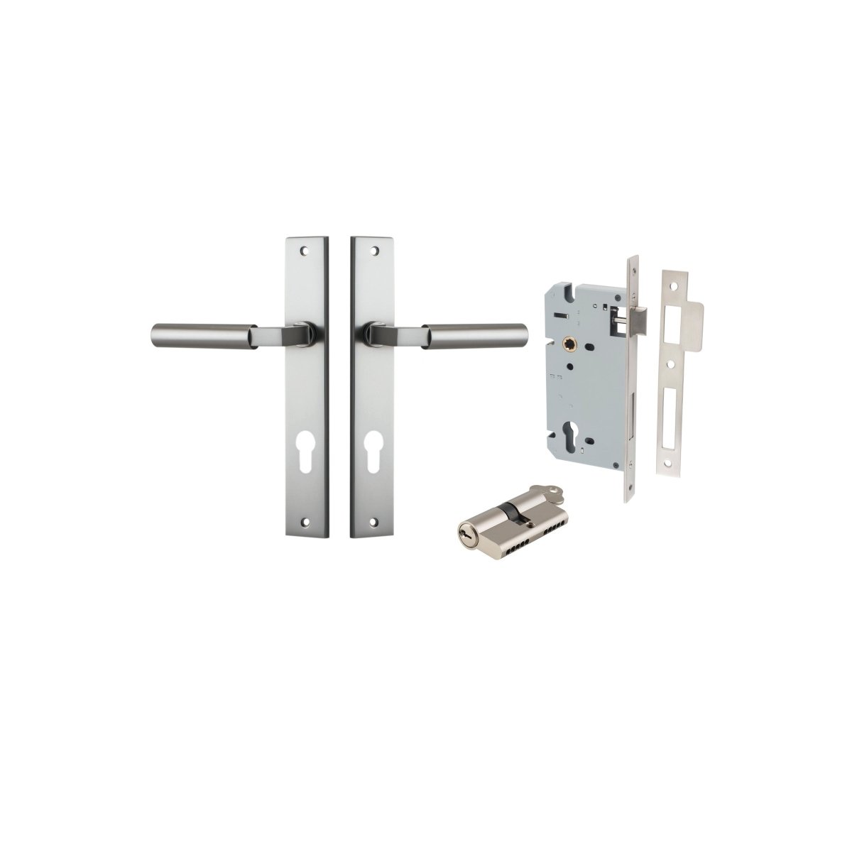 IVER Berlin Solid Brass Rectangular Backplate Door Handle – Multiple Finishes Available - Entry - Point - 14750KENTR60KK - Iver