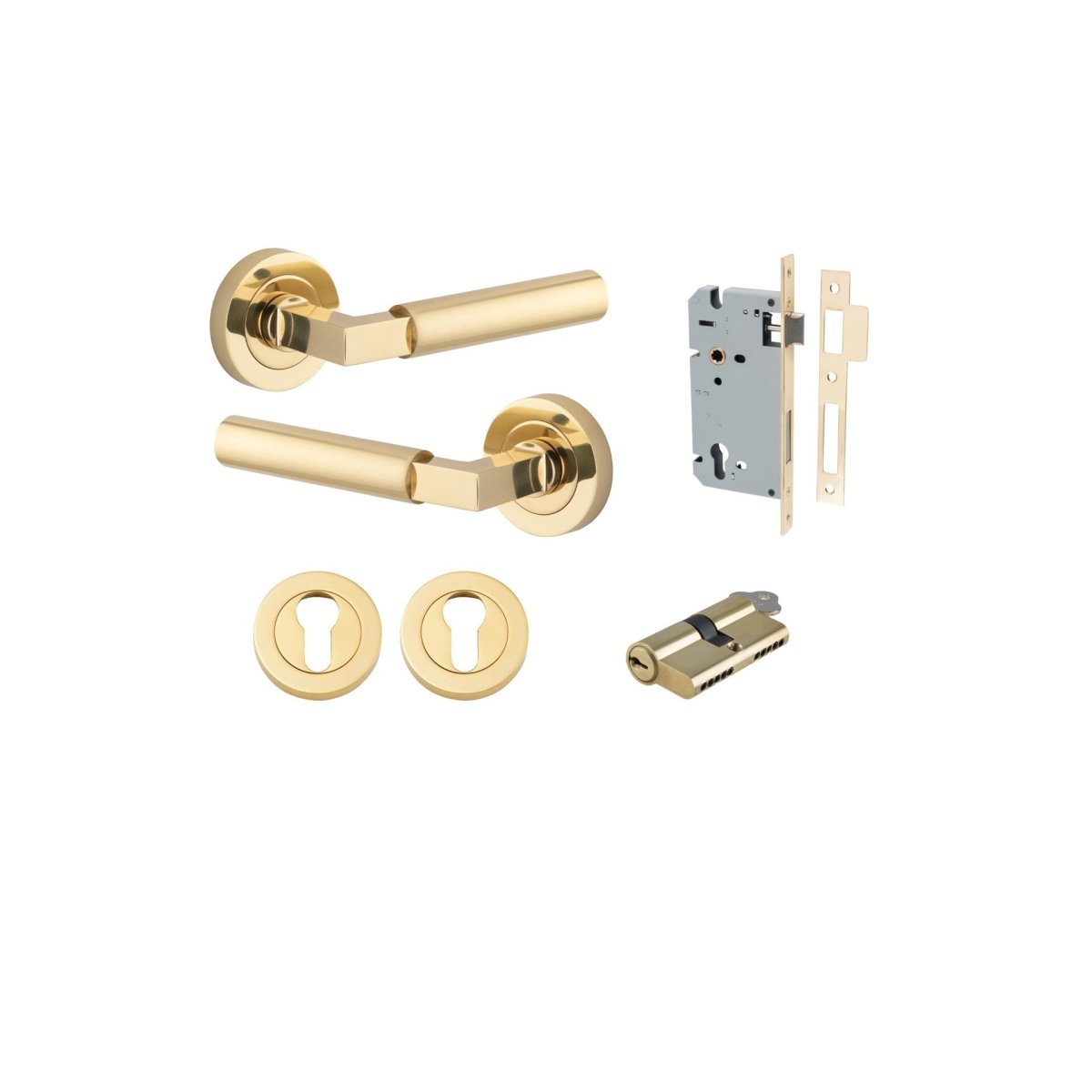 IVER Berlin Solid Brass Round Rose Door Handle – Multiple Finishes Available - Entry - Point - 0340KENTR60KK - Iver