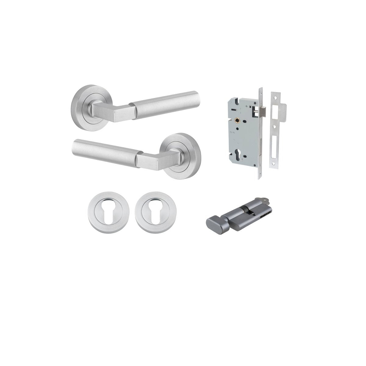 IVER Berlin Solid Brass Round Rose Door Handle – Multiple Finishes Available - Entry - Point - 0345KENTR60KT - Iver