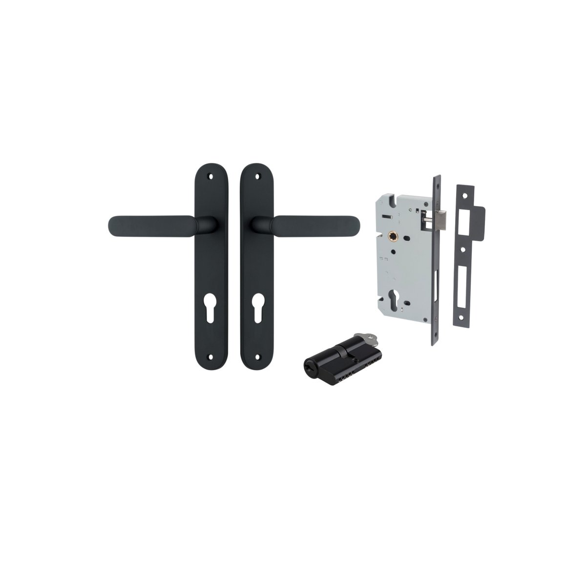 IVER Bronte Solid Brass Oval Plate Door Handle – Multiple Finishes Available - Entry - Point - 12764KENTR60KK - Iver