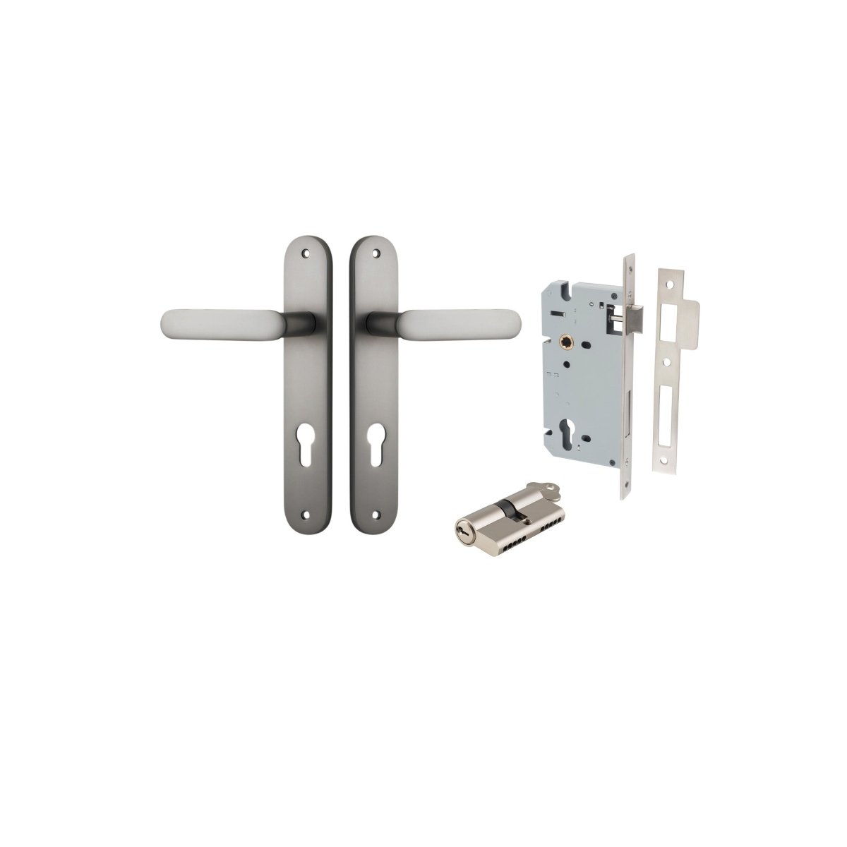 IVER Bronte Solid Brass Oval Plate Door Handle – Multiple Finishes Available - Entry - Point - 14764KENTR60KK - Iver