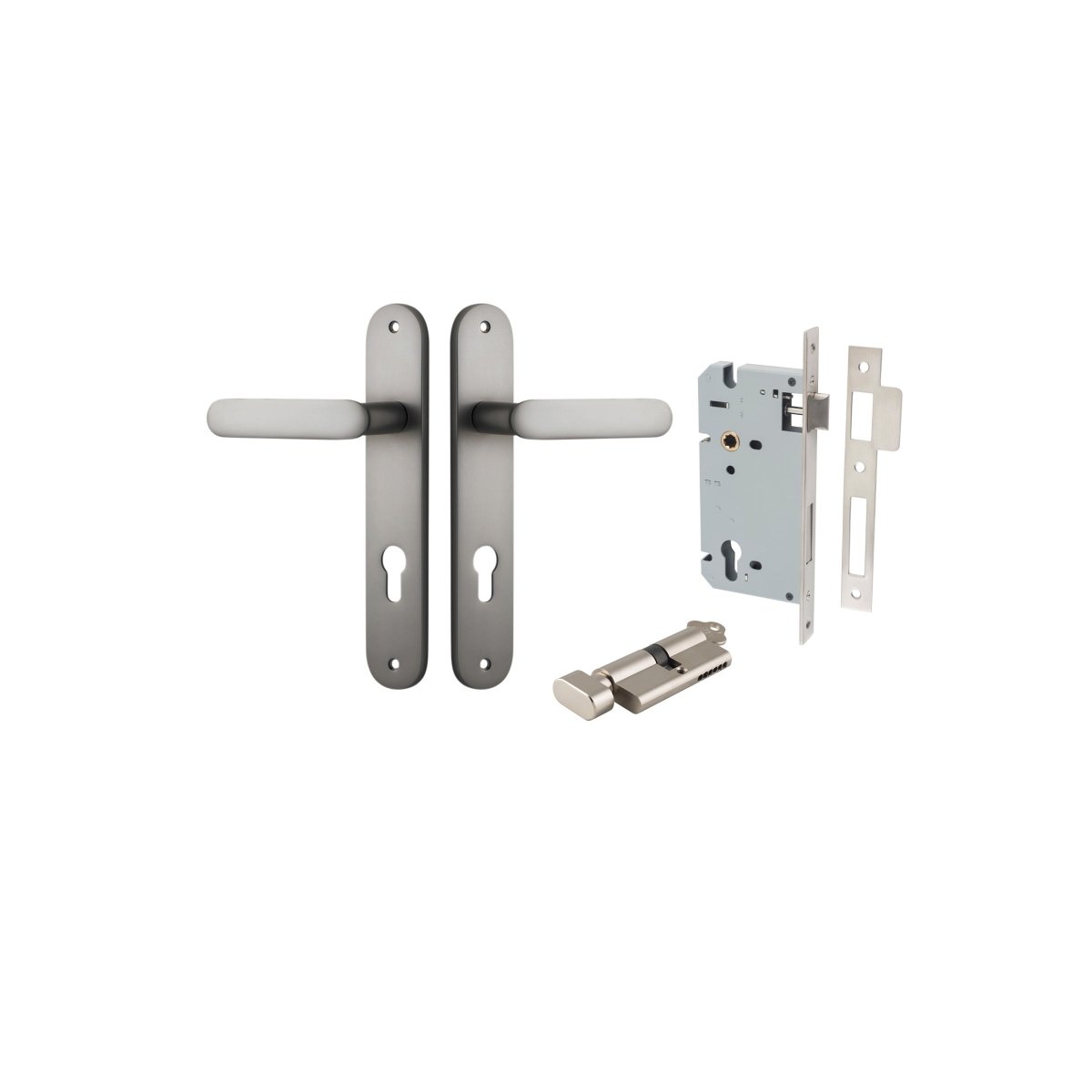 IVER Bronte Solid Brass Oval Plate Door Handle – Multiple Finishes Available - Entry - Point - 14764KENTR60KT - Iver