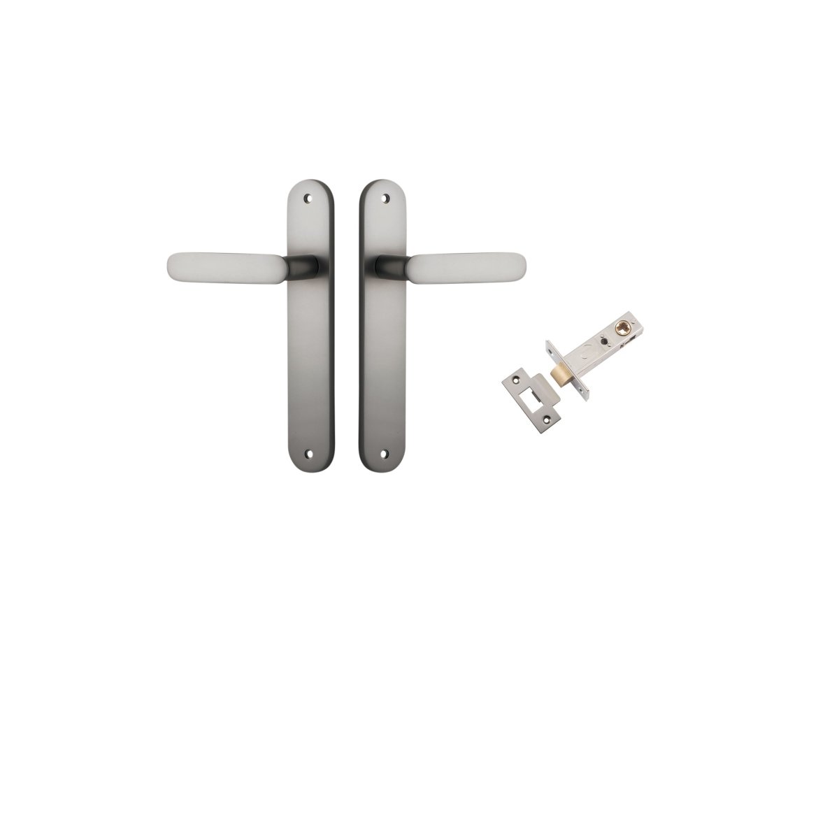 IVER Bronte Solid Brass Oval Plate Door Handle – Multiple Finishes Available - Entry - Point - 14764KPASS60 - Iver