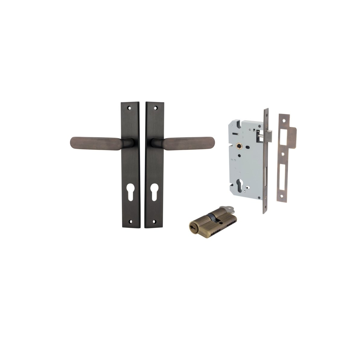 IVER Bronte Solid Brass Rectangular Backplate Door Handle – Multiple Finishes Available - Entry - Point - 10748KENTR60KK - Iver
