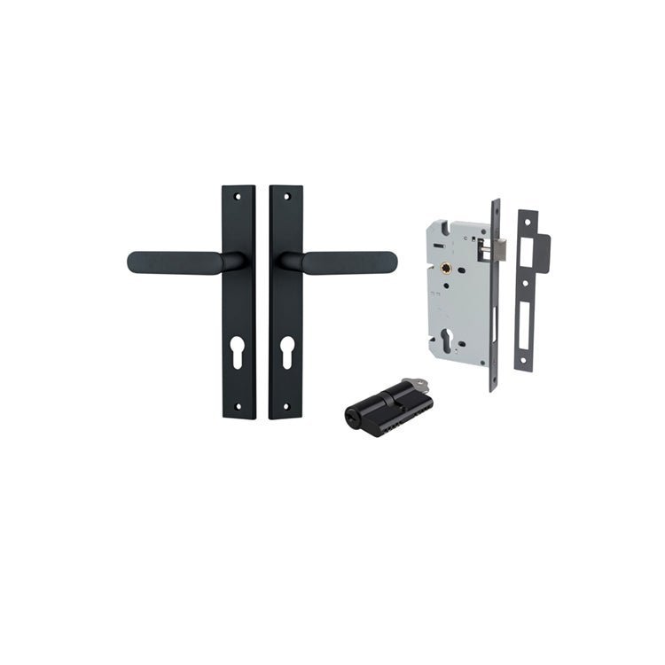 IVER Bronte Solid Brass Rectangular Backplate Door Handle – Multiple Finishes Available - Entry - Point - 12748KENTR60KK - Iver