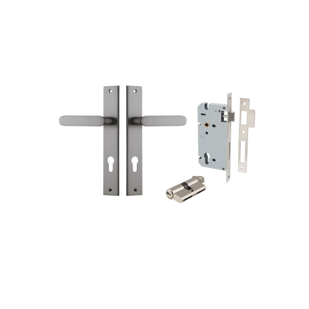 IVER Bronte Solid Brass Rectangular Backplate Door Handle – Multiple Finishes Available - Entry - Point - 14748KENTR60KK - Iver