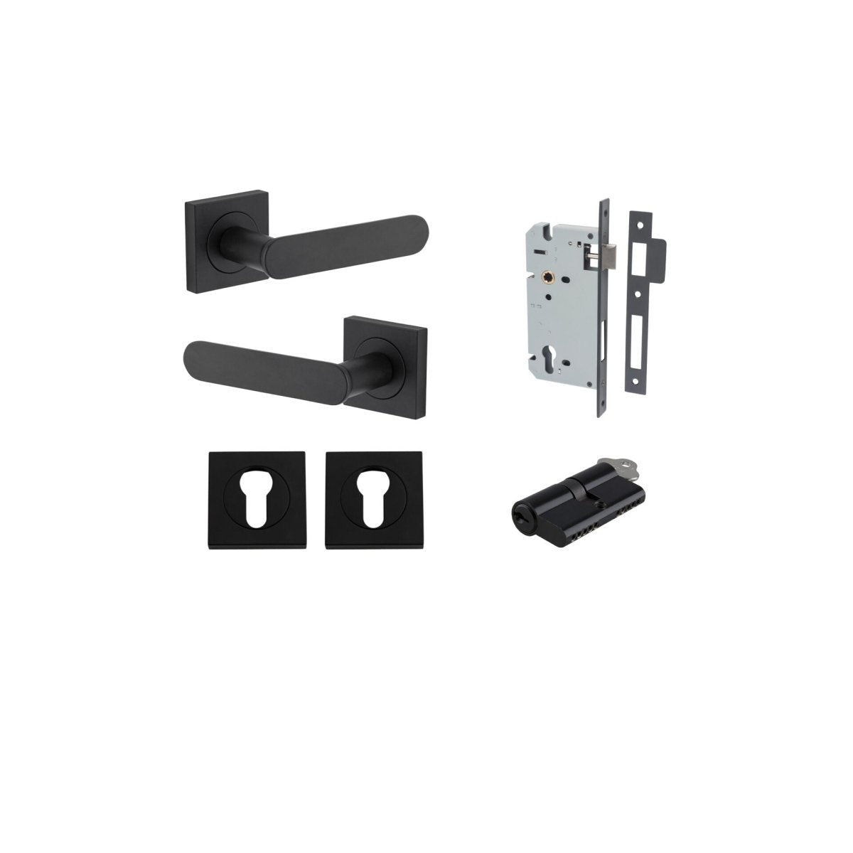 IVER Bronte Solid Brass Square Rose Door Handle – Multiple Finishes Available - Entry - Point - 0403KENTR60KK - Iver