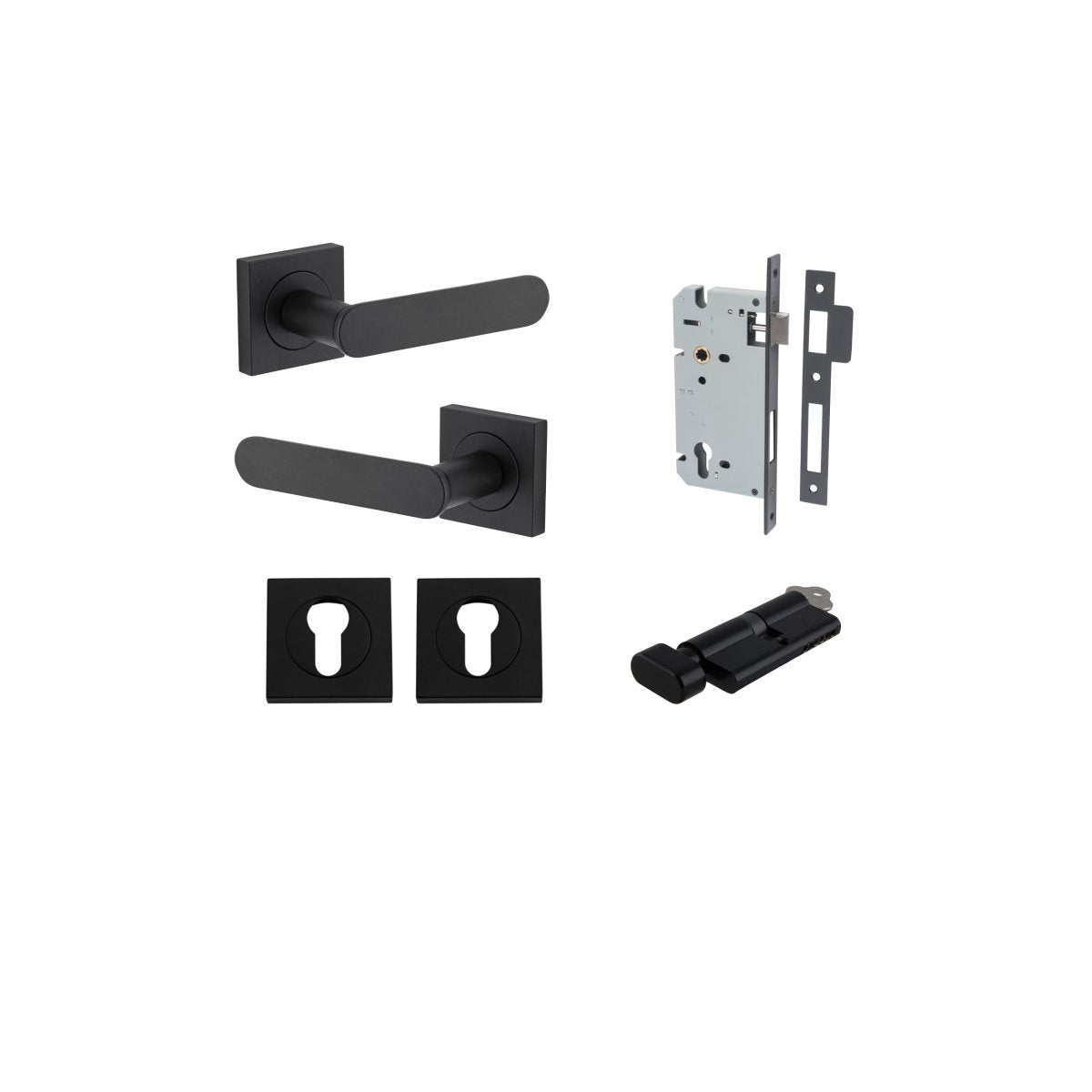 IVER Bronte Solid Brass Square Rose Door Handle – Multiple Finishes Available - Entry - Point - 0403KENTR60KT - Iver