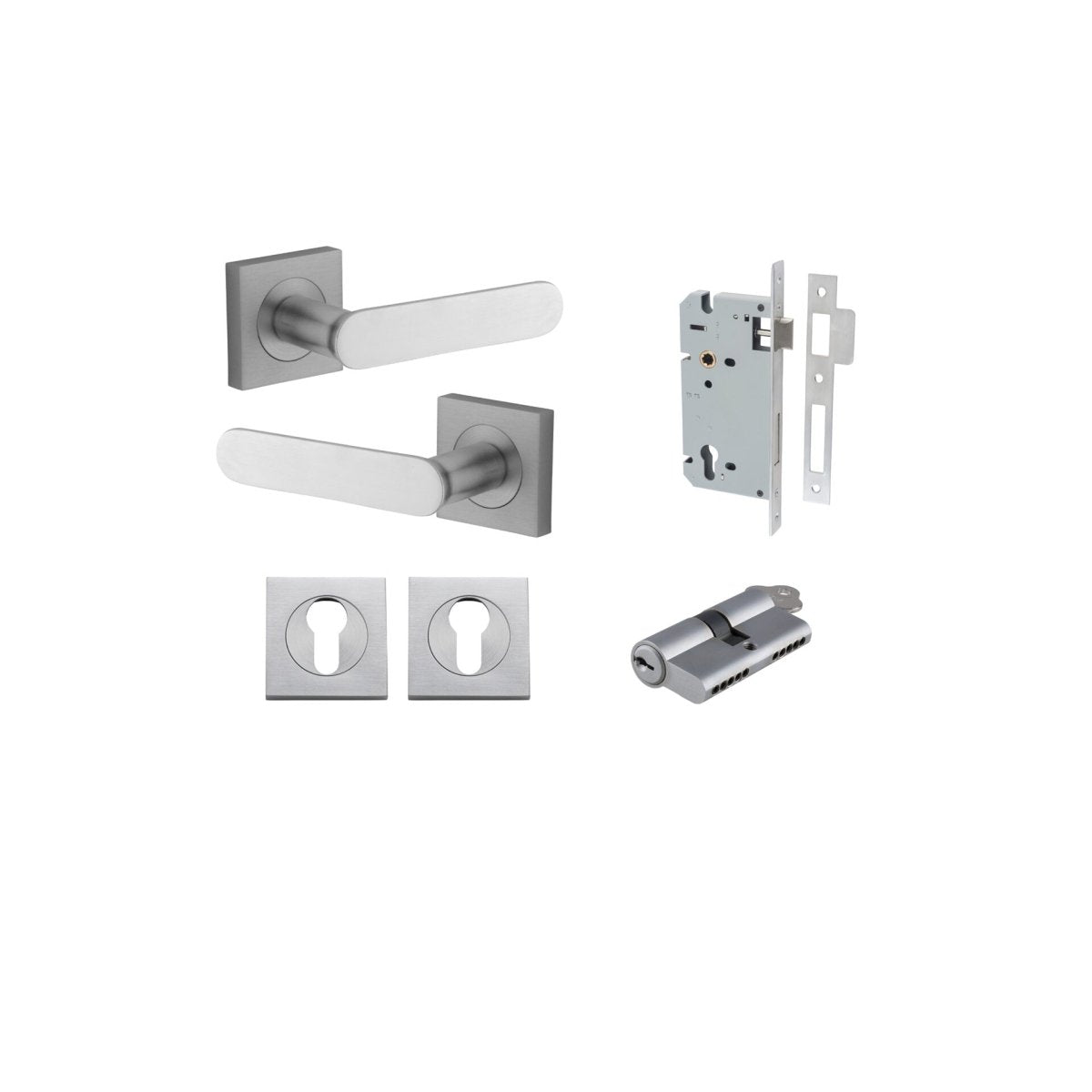 IVER Bronte Solid Brass Square Rose Door Handle – Multiple Finishes Available - Entry - Point - 0405KENTR60KK - Iver