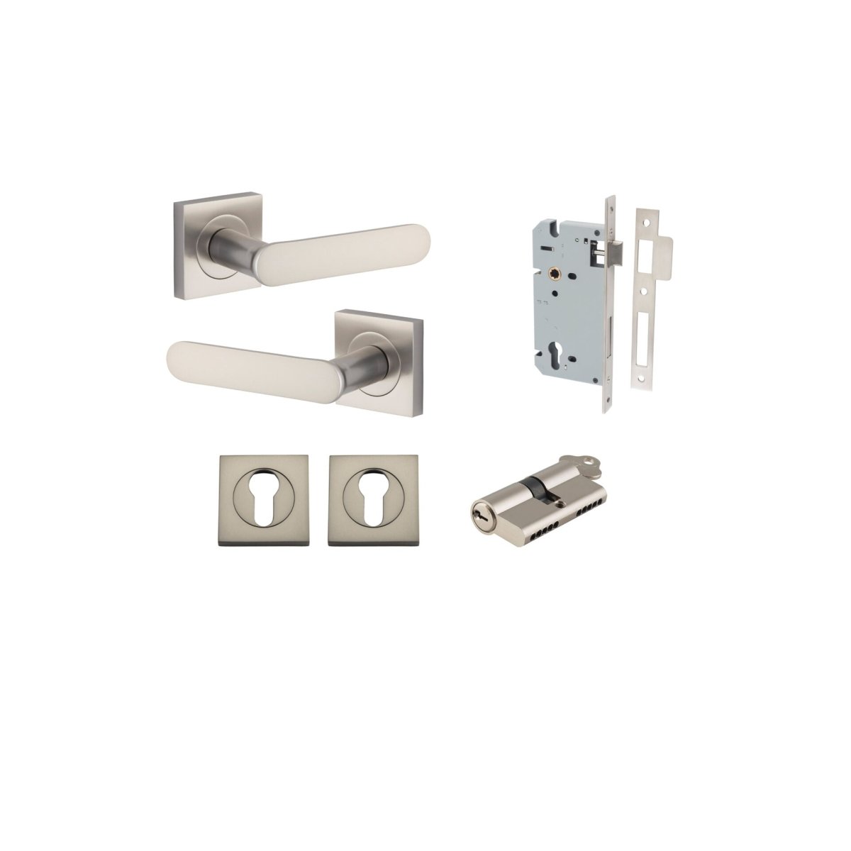 IVER Bronte Solid Brass Square Rose Door Handle – Multiple Finishes Available - Entry - Point - 0409KENTR60KK - Iver