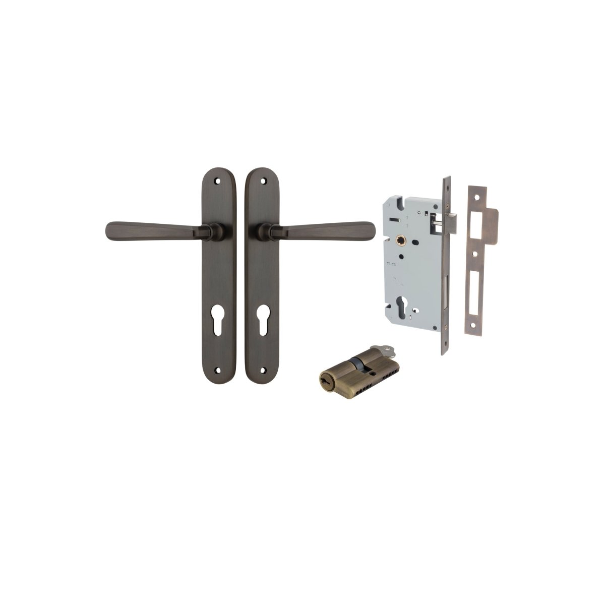 IVER Copenhagen Solid Brass Oval BackPlate Door Handle – Multiple Finishes Available - Entry - Point - 10876KENTR60KK - Iver
