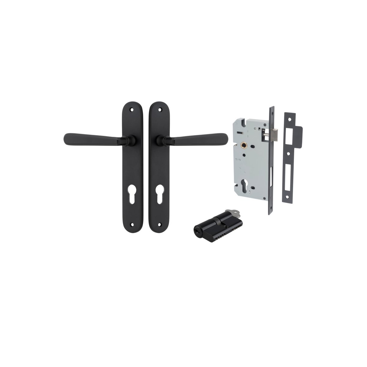 IVER Copenhagen Solid Brass Oval BackPlate Door Handle – Multiple Finishes Available - Entry - Point - 12876KENTR60KK - Iver