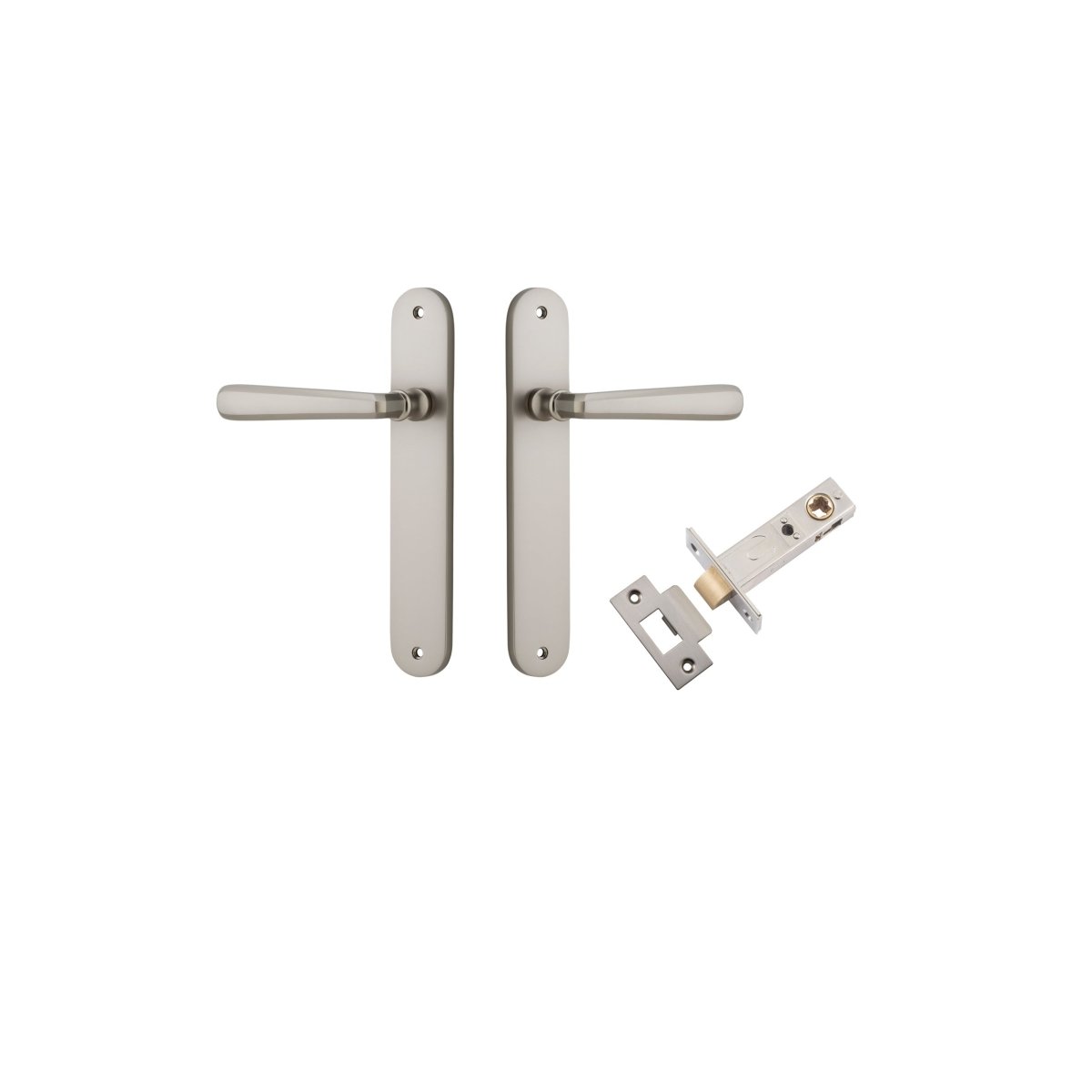 IVER Copenhagen Solid Brass Oval BackPlate Door Handle – Multiple Finishes Available - Entry - Point - 14876KPASS60 - Iver