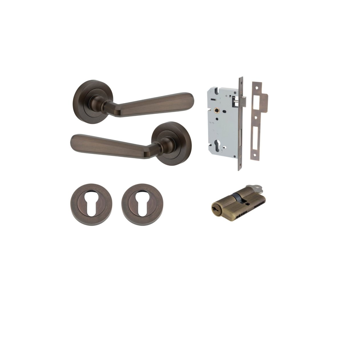 IVER Copenhagen Solid Brass Round Rose Door Handle – Multiple Finishes Available - Entry - Point - 20801KENTR60KK - Iver