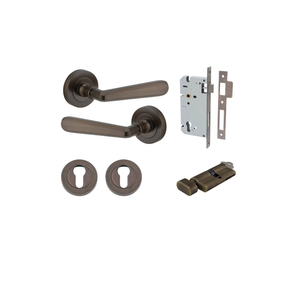 IVER Copenhagen Solid Brass Round Rose Door Handle – Multiple Finishes Available - Entry - Point - 20801KENTR60KT - Iver