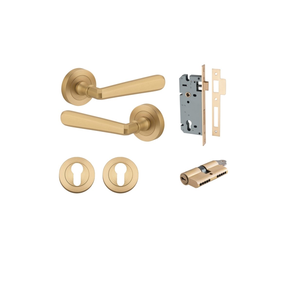 IVER Copenhagen Solid Brass Round Rose Door Handle – Multiple Finishes Available - Entry - Point - 20806KENTR60KK - Iver
