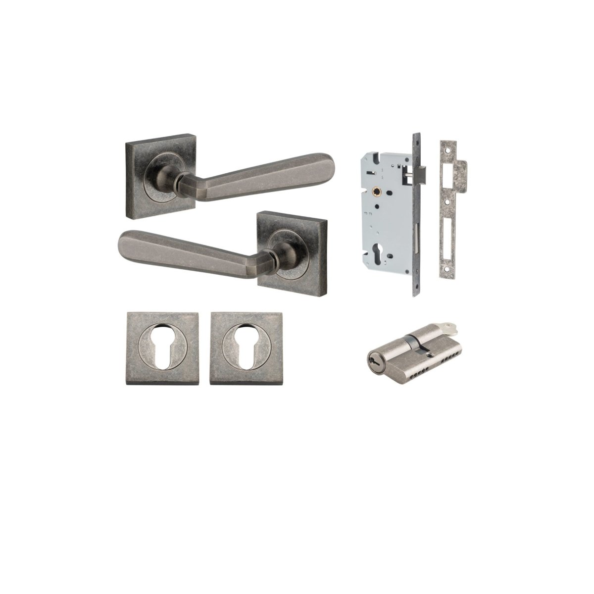 IVER Copenhagen Solid Brass Square Rose Door Handle – Multiple Finishes Available - Entry - Point - 21197KENTR60KK - Iver