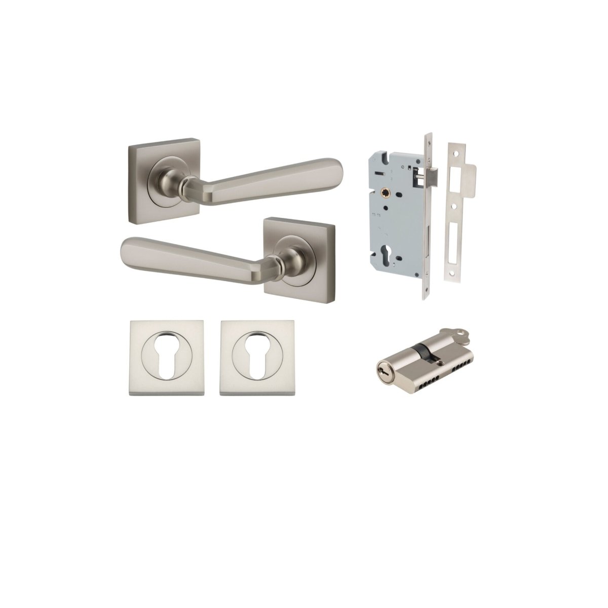 IVER Copenhagen Solid Brass Square Rose Door Handle – Multiple Finishes Available - Entry - Point - 21199KENTR60KK - Iver