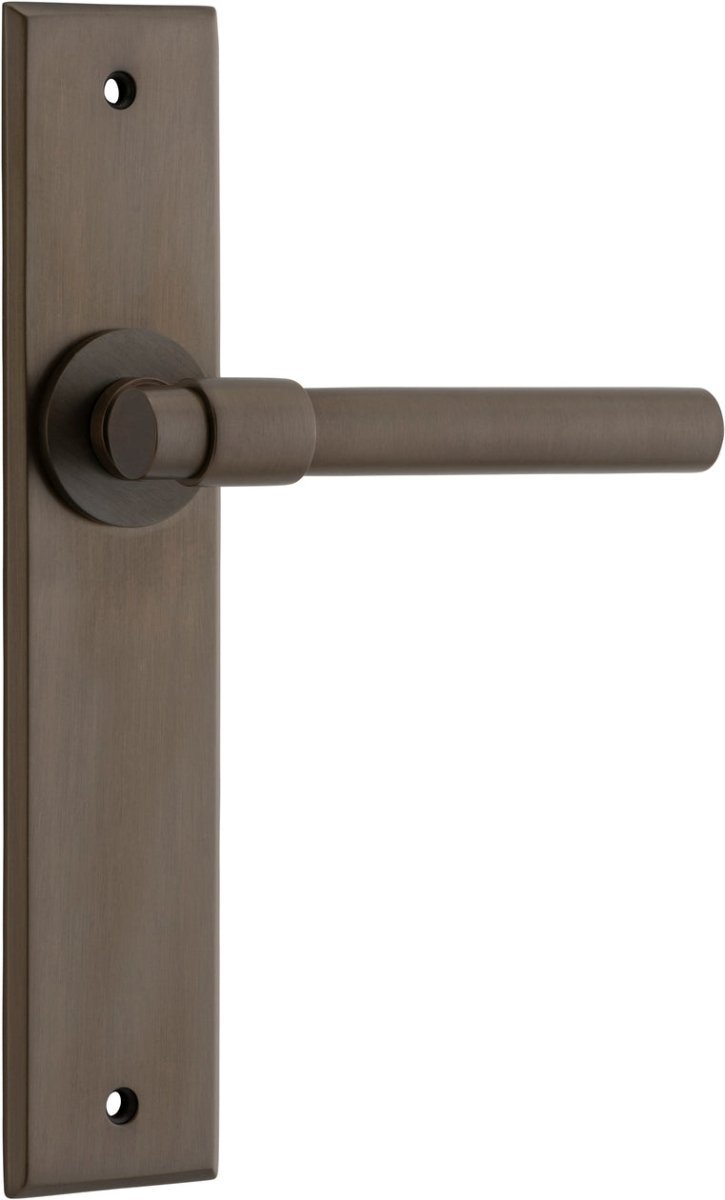 IVER Helsinki Lever Solid Brass Chamfered Backplate Door Handle – Multiple Finishes Available - Entry - Point - 10904 - Iver