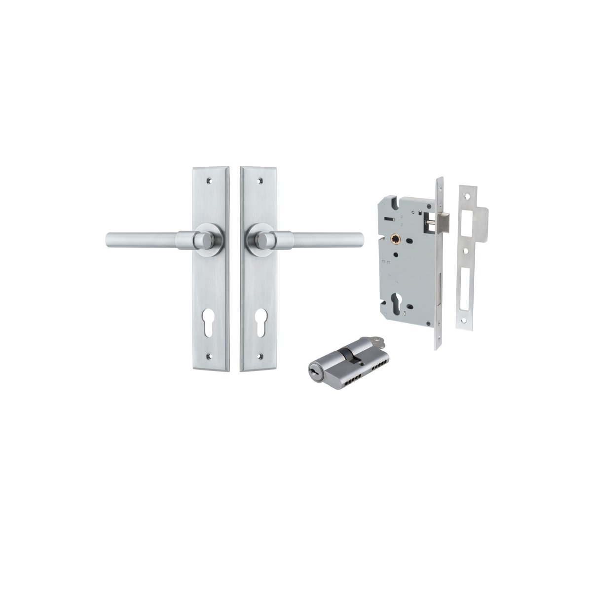 IVER Helsinki Lever Solid Brass Chamfered Backplate Door Handle – Multiple Finishes Available - Entry - Point - 12404KENTR60KK - Iver
