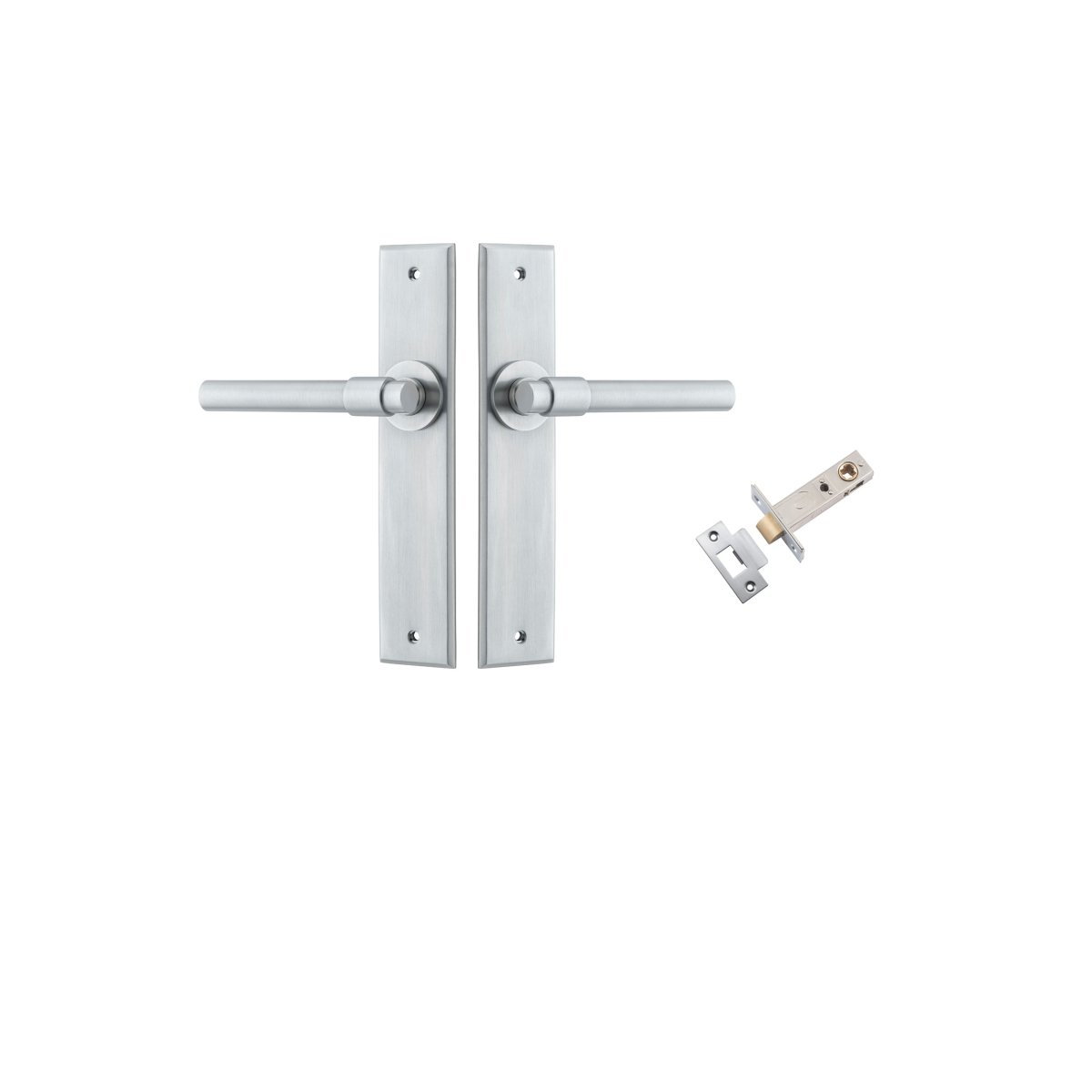 IVER Helsinki Lever Solid Brass Chamfered Backplate Door Handle – Multiple Finishes Available - Entry - Point - 12404KPASS60 - Iver