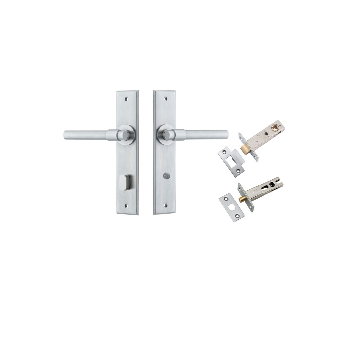 IVER Helsinki Lever Solid Brass Chamfered Backplate Door Handle – Multiple Finishes Available - Entry - Point - 12404KPRIV60 - Iver