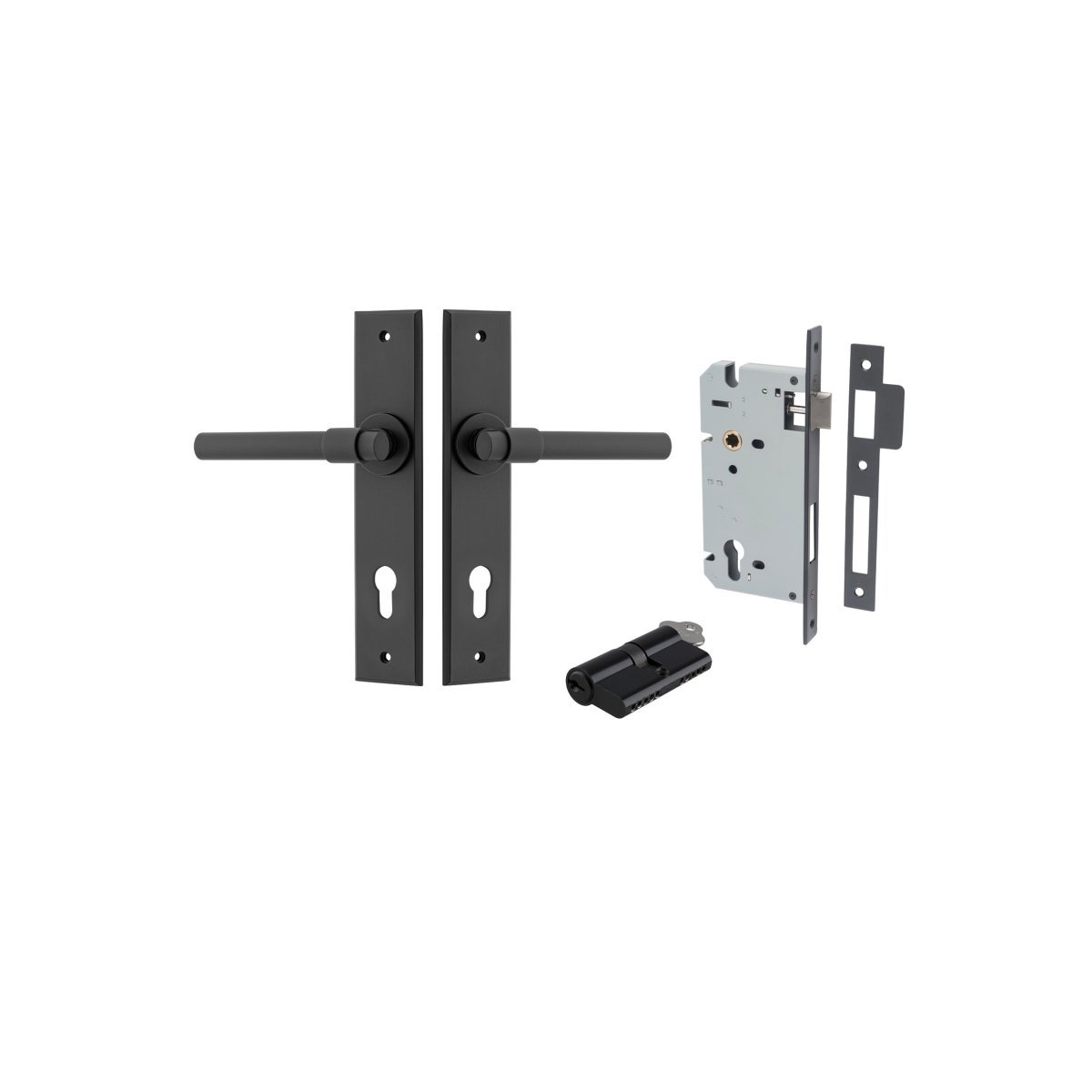 IVER Helsinki Lever Solid Brass Chamfered Backplate Door Handle – Multiple Finishes Available - Entry - Point - 12904KENTR60KK - Iver