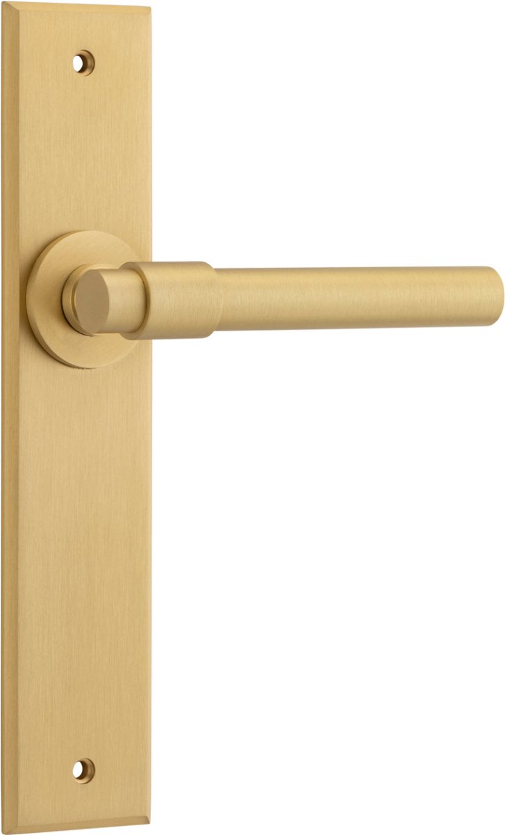 IVER Helsinki Lever Solid Brass Chamfered Backplate Door Handle – Multiple Finishes Available - Entry - Point - 15404 - Iver