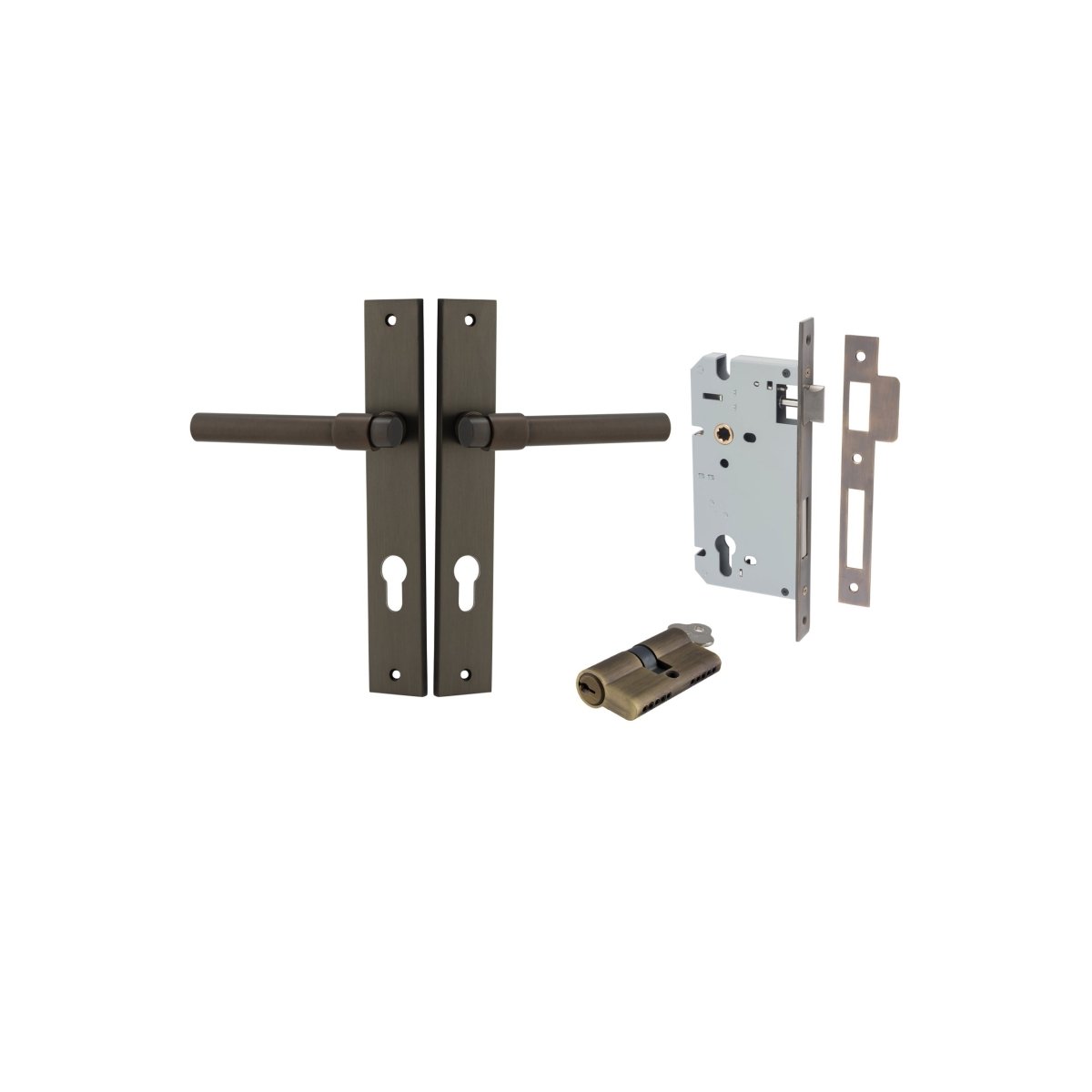 IVER Helsinki Solid Brass Rectangular Backplate Door Handle – Multiple Finishes Available - Entry - Point - 10896KENTR60KK - Iver