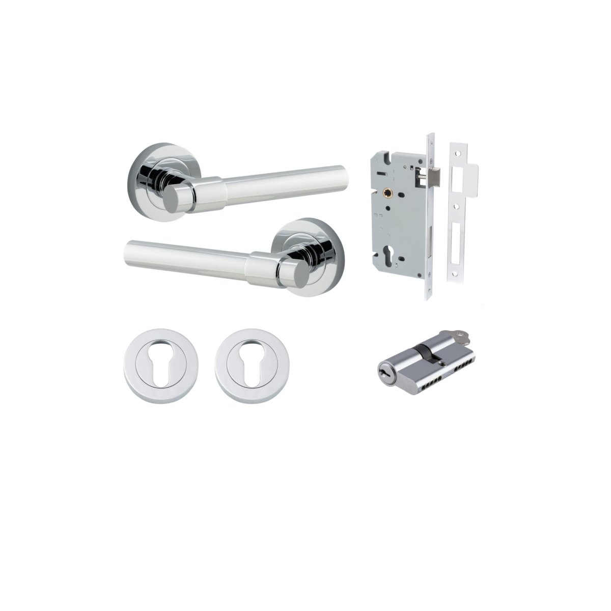 IVER Helsinki Solid Brass Round Rose Door Handle – Multiple Finishes Available - Entry - Point - 20624KENTR60KK - Iver