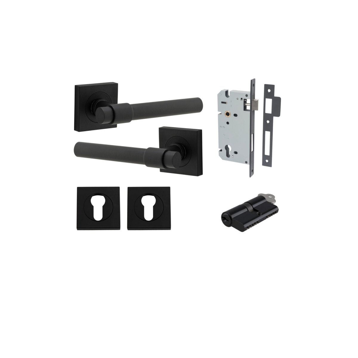 IVER Helsinki Solid Brass Square Rose Door Handle – Multiple Finishes Available - Entry - Point - 21203KENTR60KK - Iver