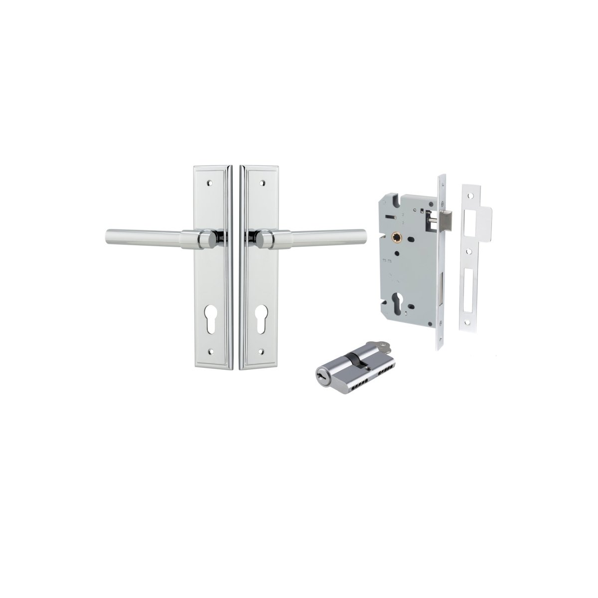 IVER Helsinki Solid Brass Stepped Backplate Door Handle – Multiple Finishes Available - Entry - Point - 11902KENTR60KK - Iver