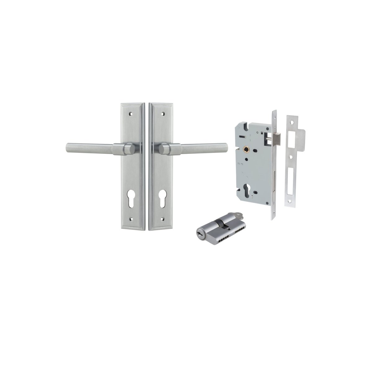 IVER Helsinki Solid Brass Stepped Backplate Door Handle – Multiple Finishes Available - Entry - Point - 12402KENTR60KK - Iver