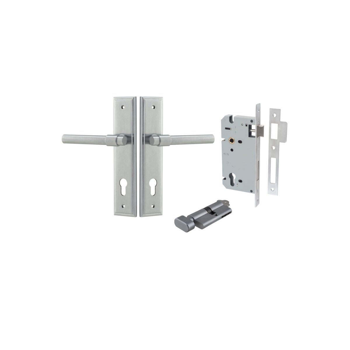 IVER Helsinki Solid Brass Stepped Backplate Door Handle – Multiple Finishes Available - Entry - Point - 12402KENTR60KT - Iver