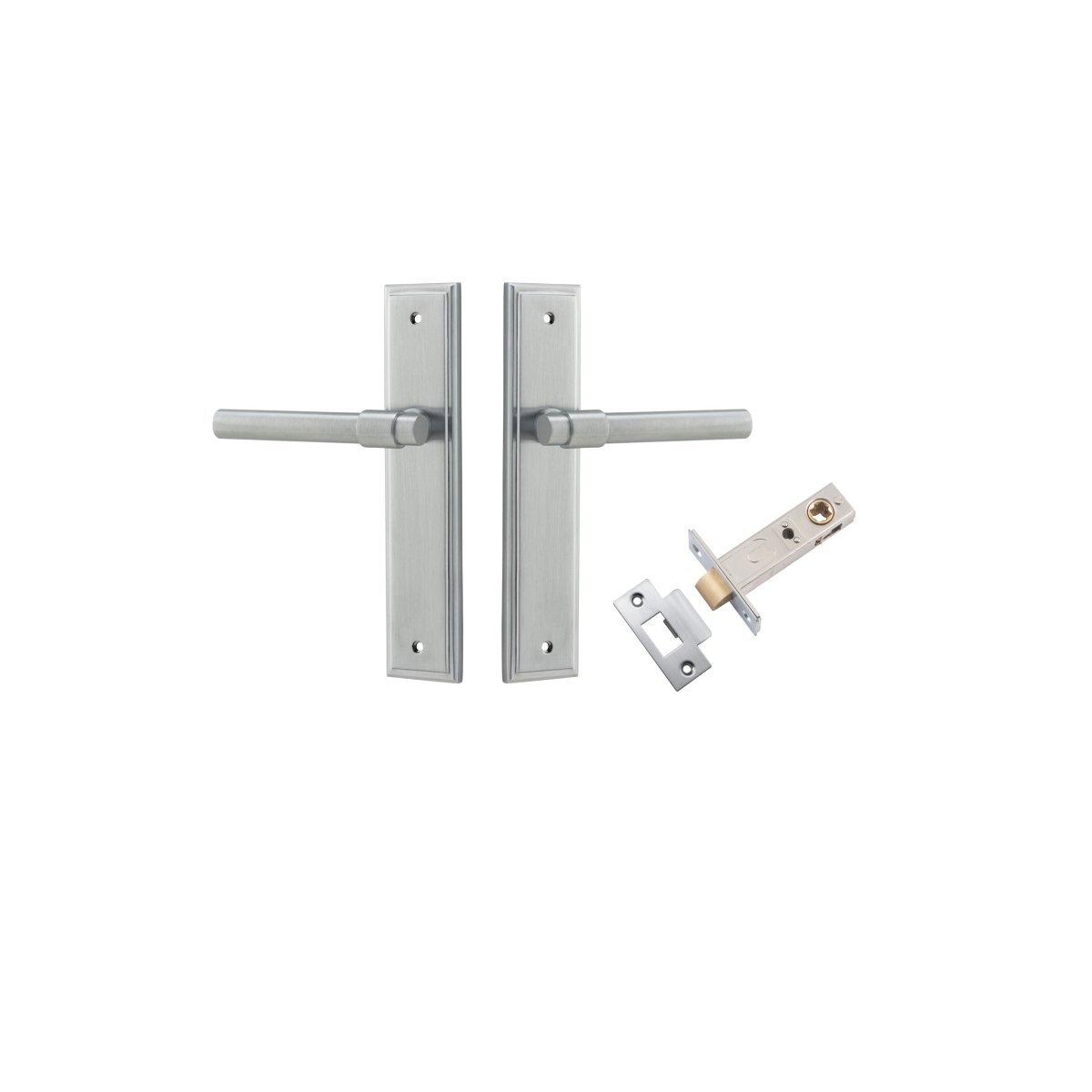 IVER Helsinki Solid Brass Stepped Backplate Door Handle – Multiple Finishes Available - Entry - Point - 12402KPASS60 - Iver