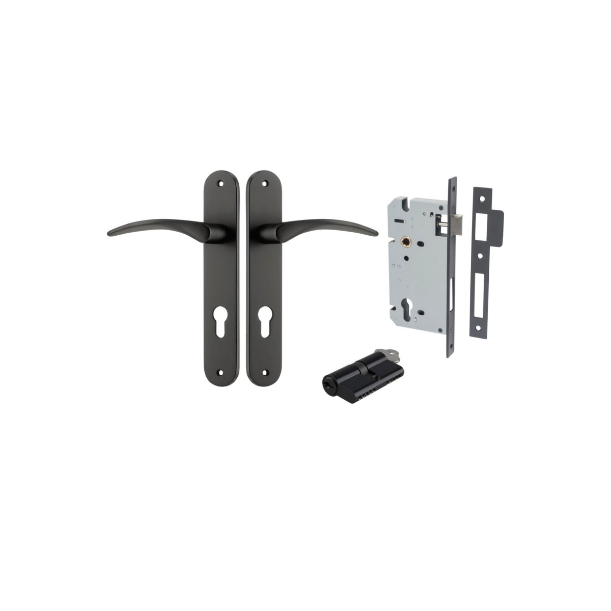 IVER Oxford Solid Brass Oval Plate Door Handle – Multiple Finishes Available - Entry - Point - 12728KENTR60KK - Iver