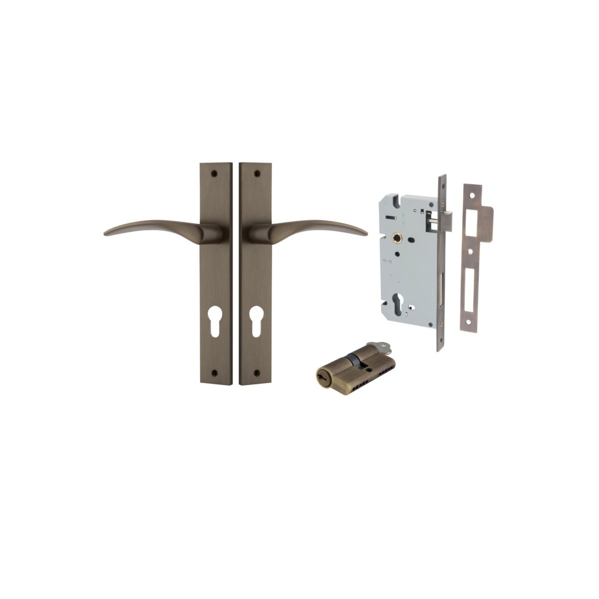 IVER Oxford Solid Brass Rectangular Plate Door Handle – Multiple Finishes Available - Entry - Point - 10704KENTR60KK - Iver
