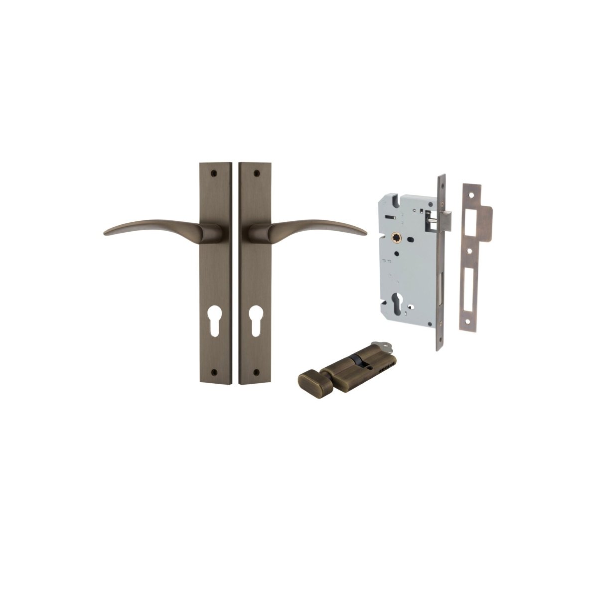 IVER Oxford Solid Brass Rectangular Plate Door Handle – Multiple Finishes Available - Entry - Point - 10704KENTR60KT - Iver