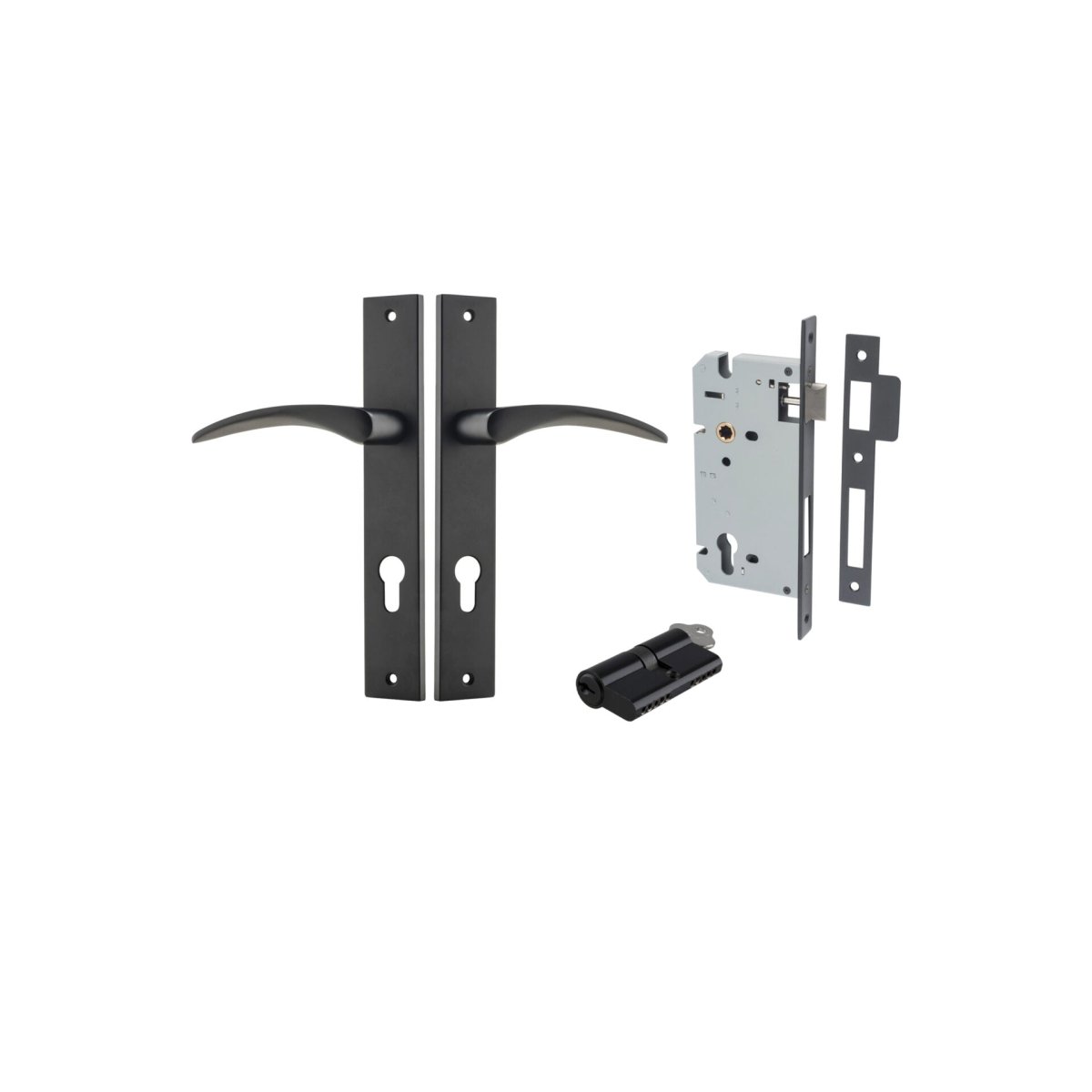 IVER Oxford Solid Brass Rectangular Plate Door Handle – Multiple Finishes Available - Entry - Point - 12704KENTR60KK - Iver