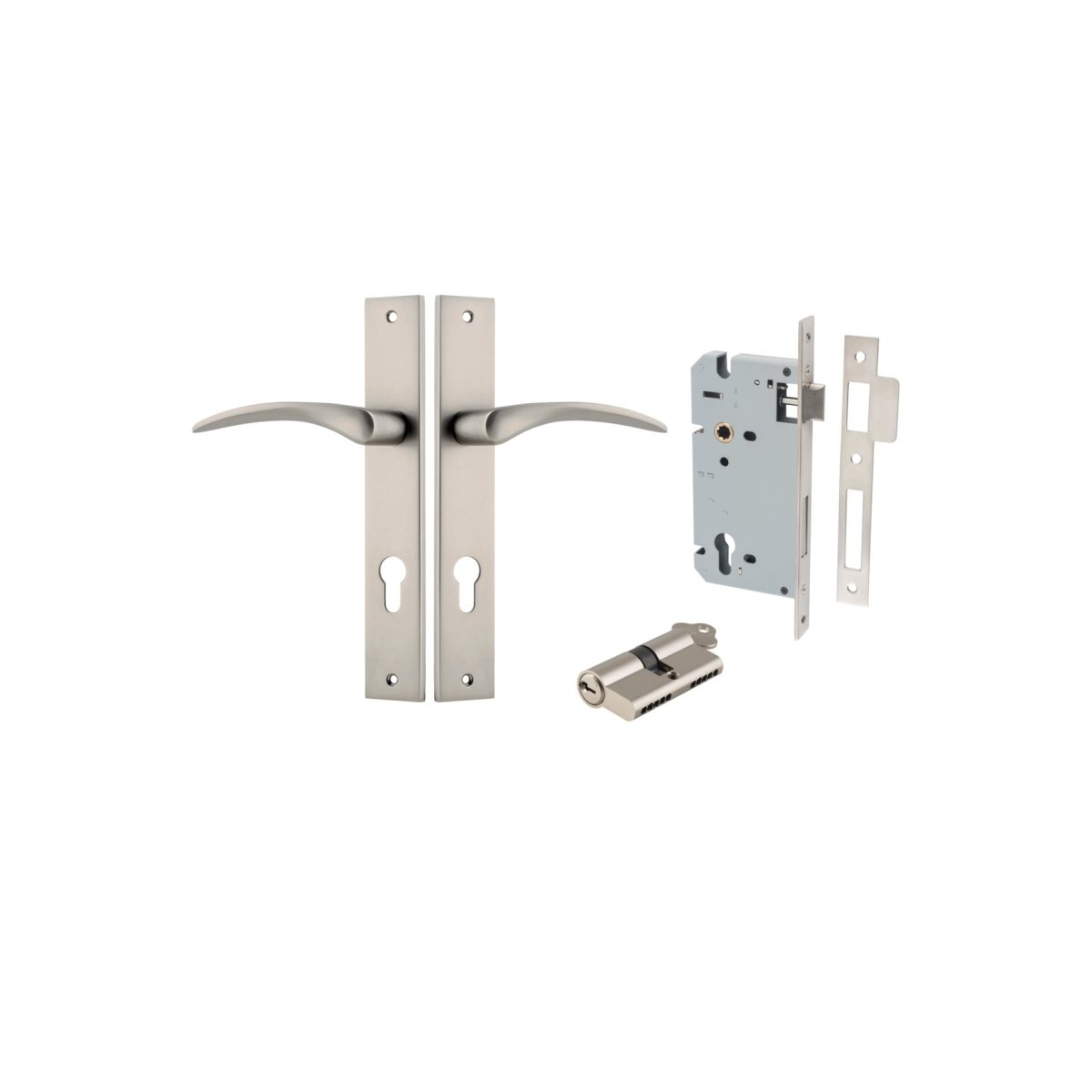 IVER Oxford Solid Brass Rectangular Plate Door Handle – Multiple Finishes Available - Entry - Point - 14704KENTR60KK - Iver