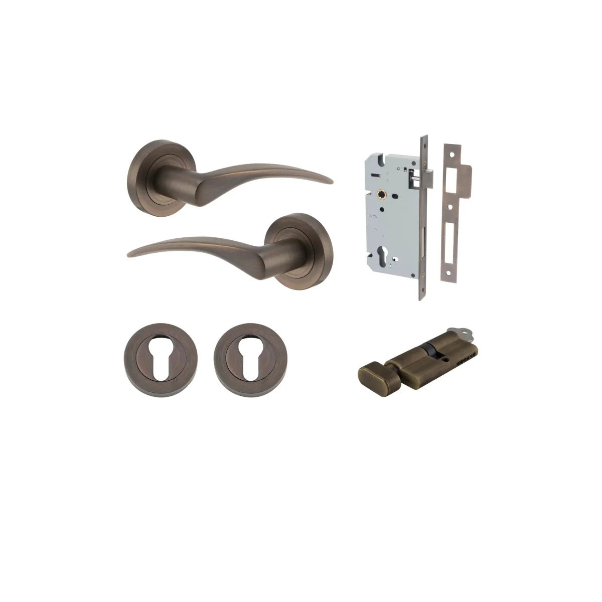 IVER Oxford Solid Brass Round Rose Door Handle – Multiple Finishes Available - Entry - Point - 9221KENTR60KT - Iver