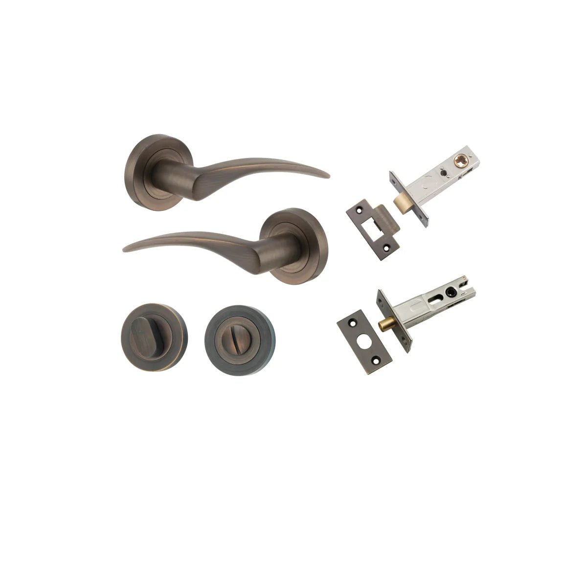 IVER Oxford Solid Brass Round Rose Door Handle – Multiple Finishes Available - Entry - Point - 9221KPRIV60 - Iver