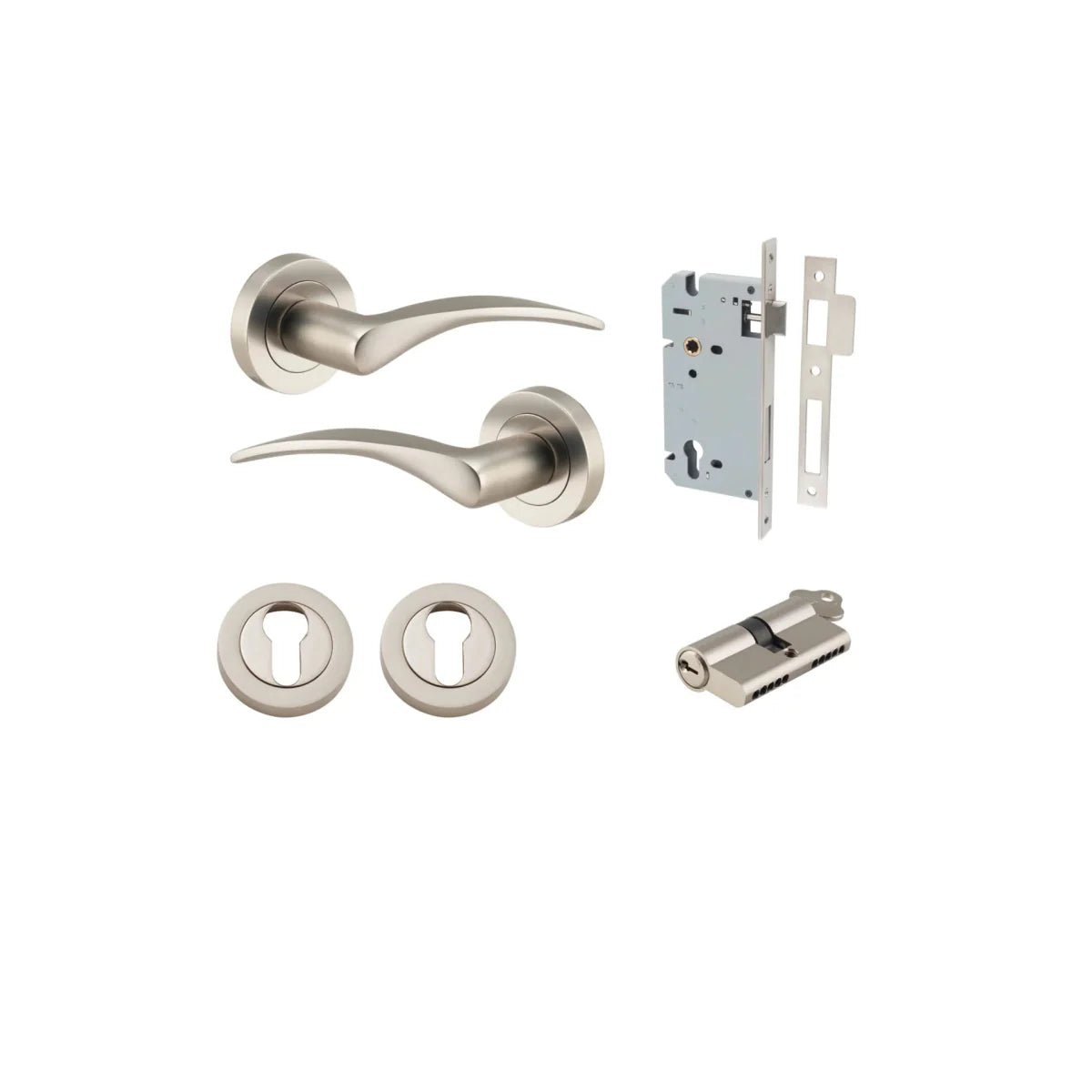 IVER Oxford Solid Brass Round Rose Door Handle – Multiple Finishes Available - Entry - Point - 9229KENTR60KK - Iver