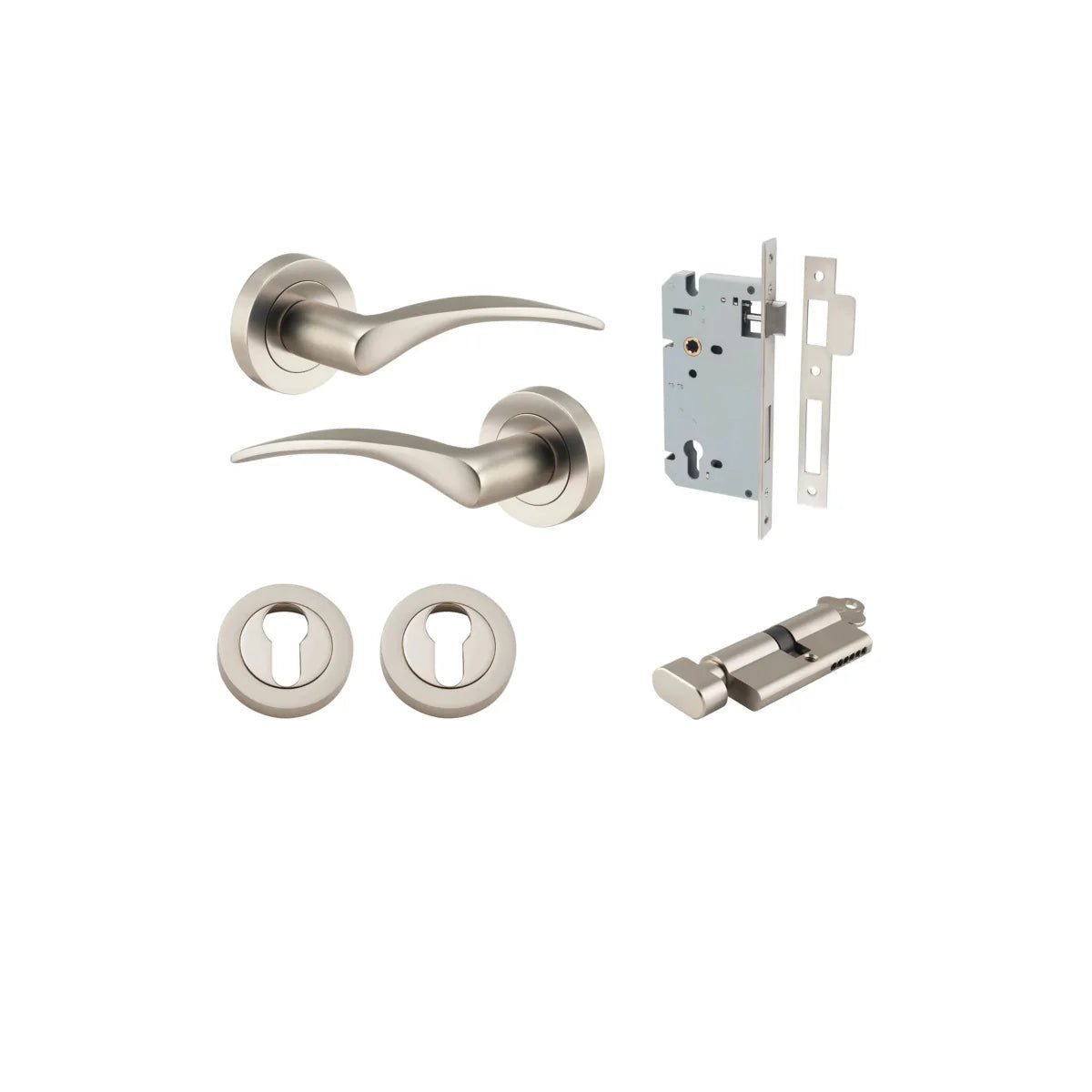 IVER Oxford Solid Brass Round Rose Door Handle – Multiple Finishes Available - Entry - Point - 9229KENTR60KT - Iver
